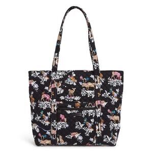 Vera Bradley Large Vera Tote Merry Mischief Black NWOT